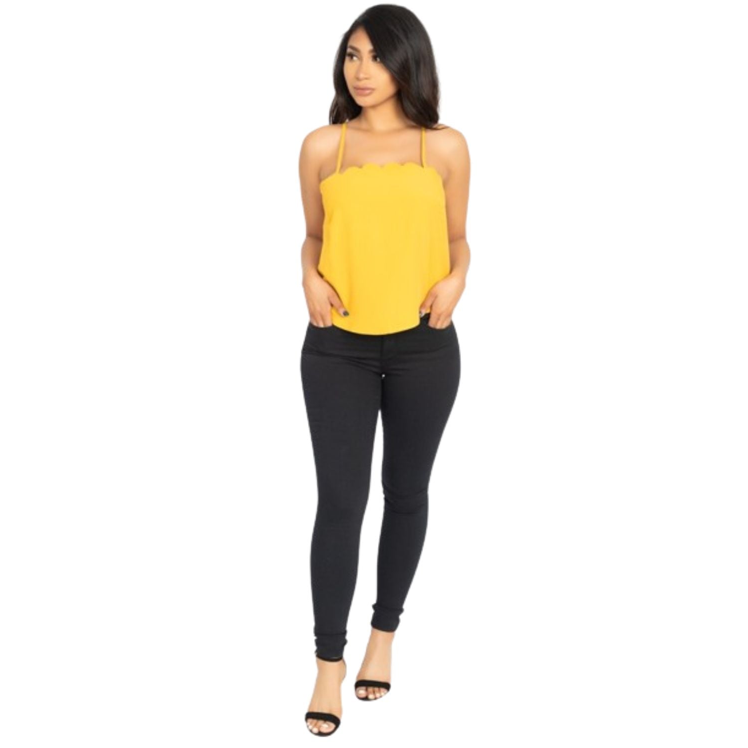 

Топ-комбинация с вырезом-гребешком FASHNZFAB, цвет light mustard