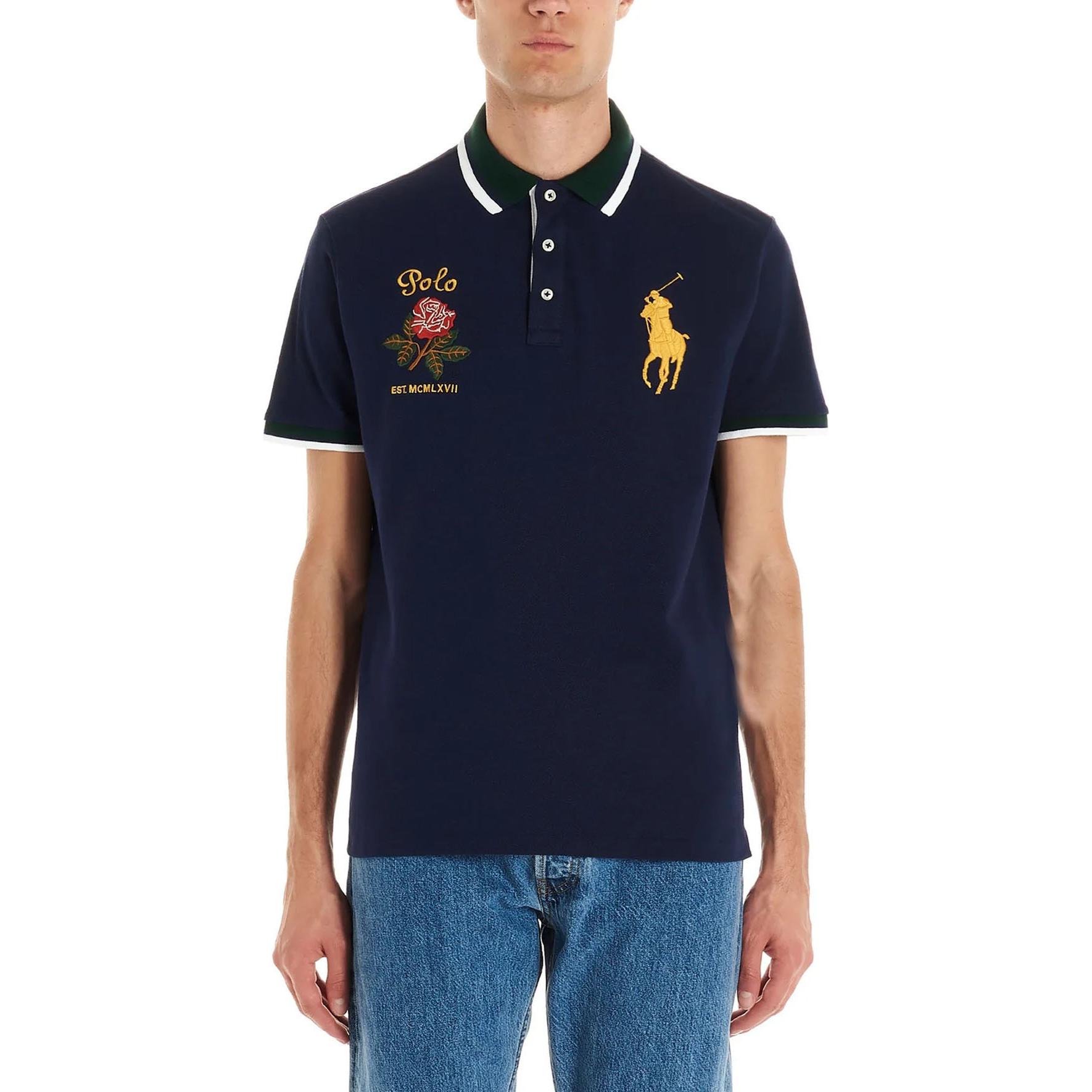 Футболка поло мужская морская синяя Polo Ralph Lauren — фото 4