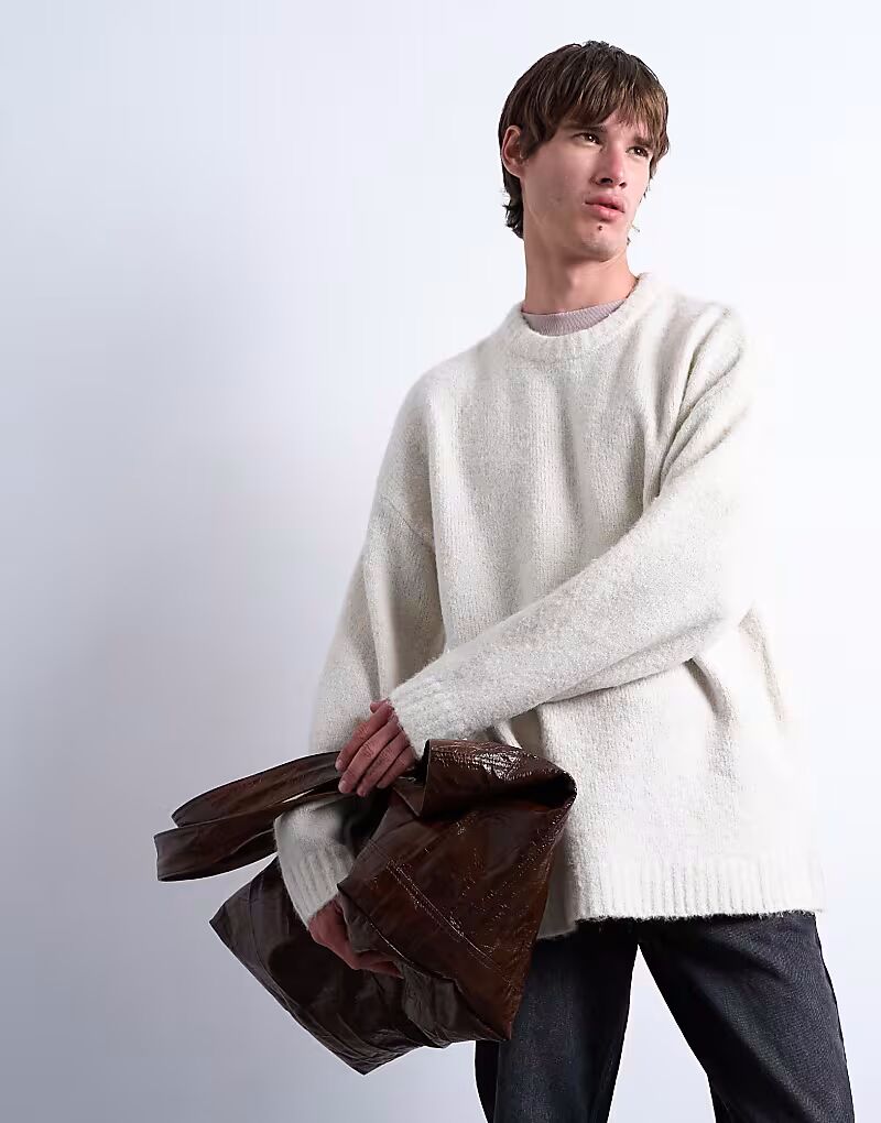 

Свободный трикотажный джемпер цвета кремовый Topman