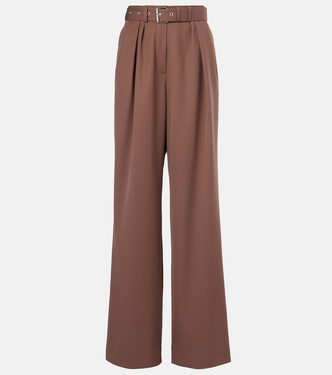 

Широкие брюки из шерстяного габардина с поясом Dries Van Noten, серо-коричневый