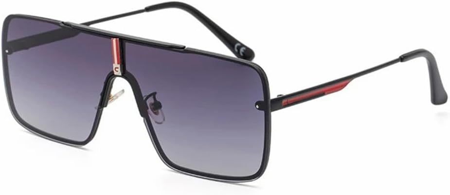 

Большие цельные солнцезащитные очки для мужчин в стиле панк с металлической оправой, солнцезащитные очки для женщин и мужчин, защита от УФ-излучения UV400 MTZJH, C2 Black Gray