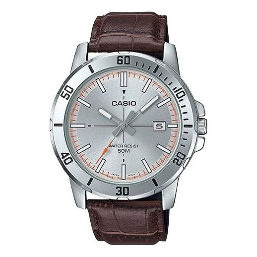 

Часы CASIO Leather Band Waterproof Business Style Men Mens Brown Analog, коричневый
