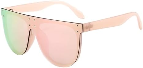 

Солнцезащитные очки в стиле ретро с крупными заклепками, 2027 год, цельные, с зеркальными линзами, отражающие свет, защита от УФ-излучения UV400 MTZJH, Pink Pink Mirror