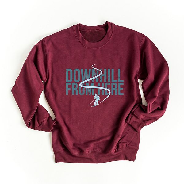 

Футболка с принтом для сноуборда Downhill from here Simply Sage Market, Maroon