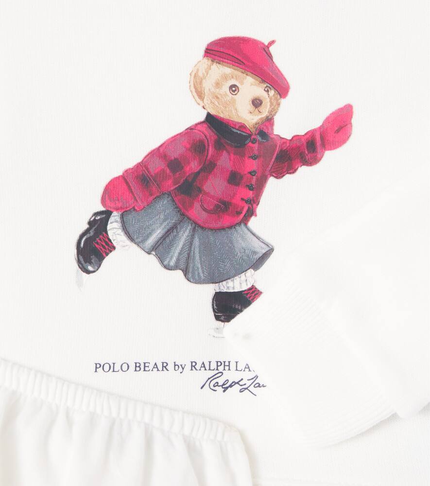 Детский комплект из платья и панталонов из хлопковой смеси Polo Ralph Lauren Kids, Trophy Cream — фото 3