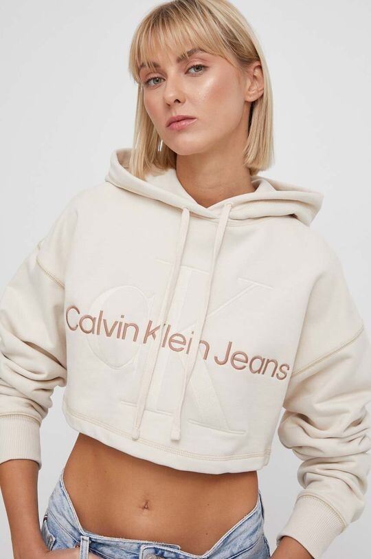 

Хлопковая толстовка Calvin Klein Jeans, бежевый