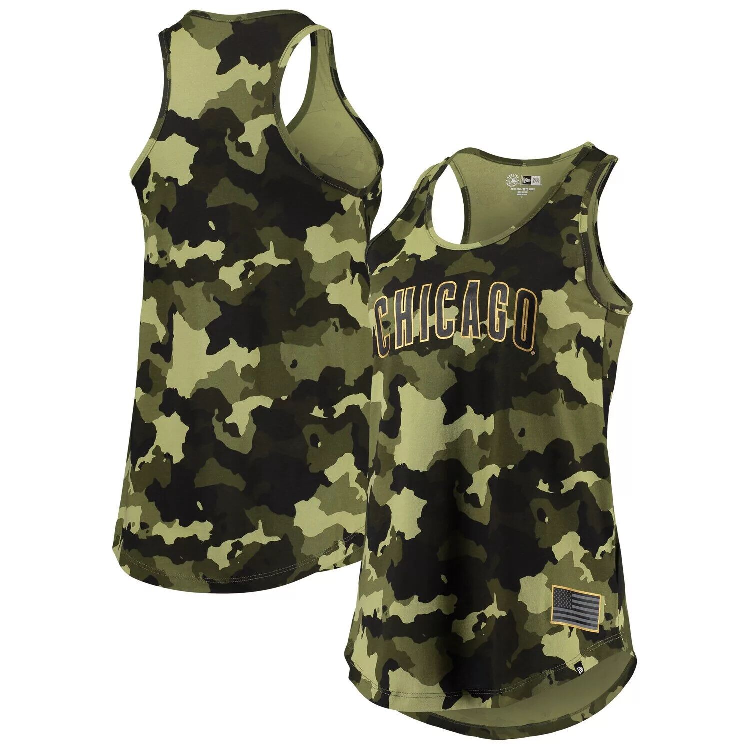 

Женская камуфляжная майка New Era Green Chicago Cubs 2022 MLB Armed Forces Day New Era