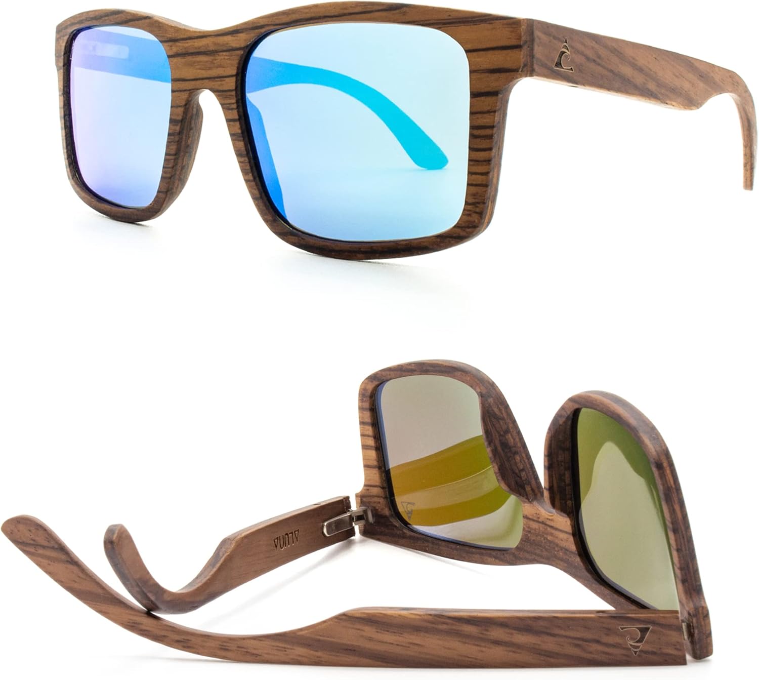 

Aluna - Деревянные солнцезащитные очки для женщин и мужчин, легкие и стильные солнцезащитные очки с поляризованными линзами HD, модные солнцезащитные очки в стиле ретро, Zebrawood Ii / Ice Blue