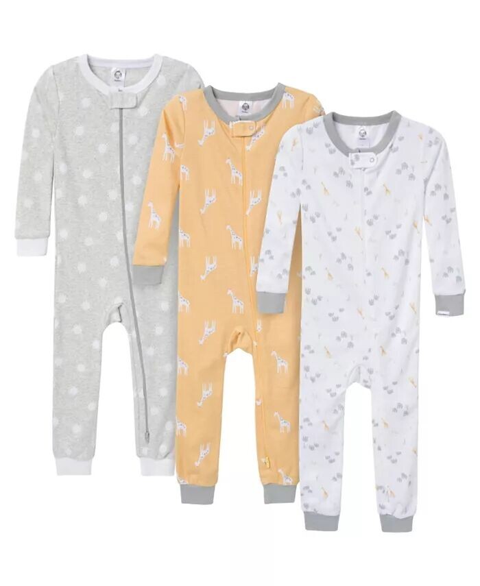 

Пижама Snug Fit без ножек для малышей, 3 шт., с изображением собаки Gerber, коричневый/бежевый