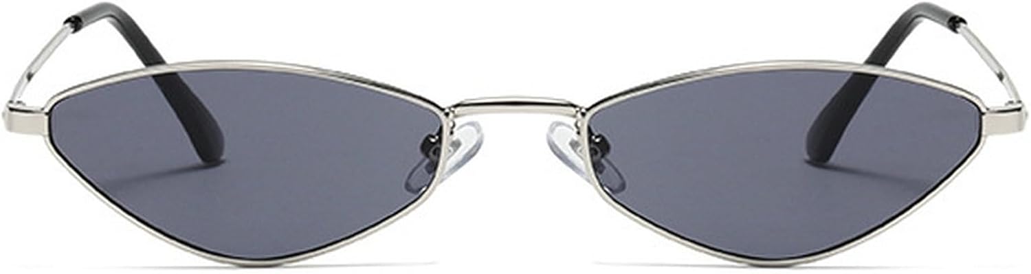 

Сексуальные солнцезащитные очки «кошачий глаз» для женщин, 2024 год, роскошные винтажные маленькие овальные солнцезащитные очки в панк-стиле с металлической оправой для женщин, ретро-очки mincl, Silver Gray