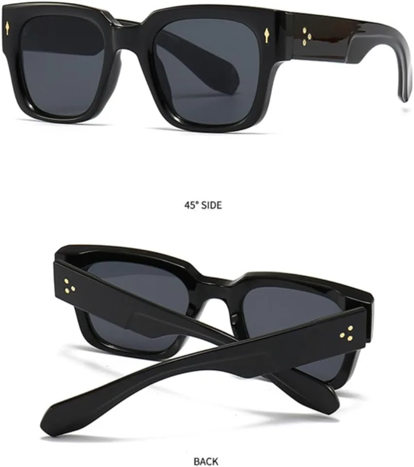 

Модные мужские солнцезащитные очки с квадратными заклепками в стиле панк, градиентные очки с защитой от УФ-излучения UV400 для женщин UATXTAU, Black Gray Gradient