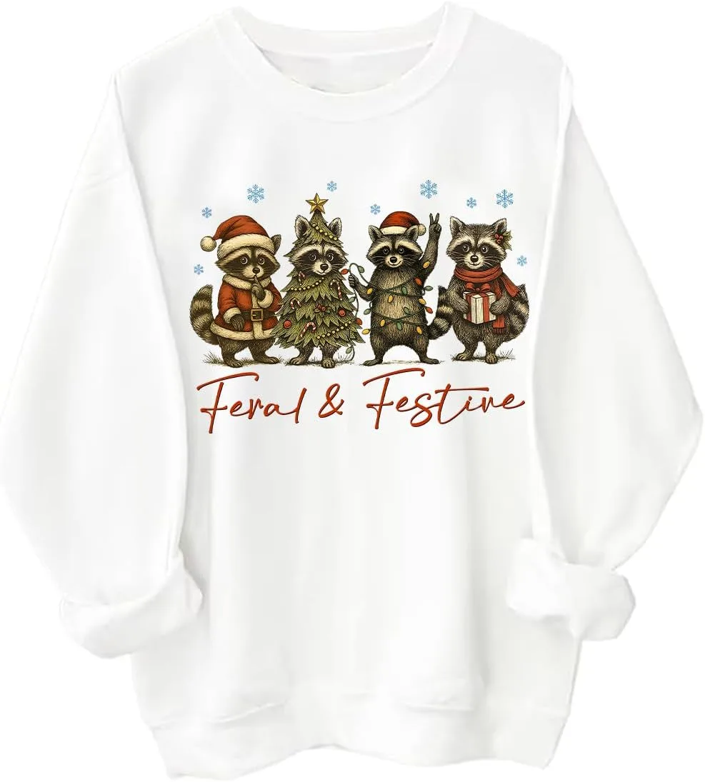 

Толстовка с капюшоном Feral & Festive с енотом, длинный рукав PZJUS