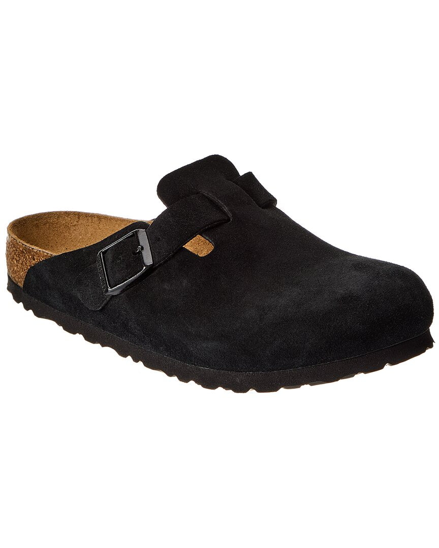 Сабо Birkenstock Boston Soft Footbed из замши и кожи, черный