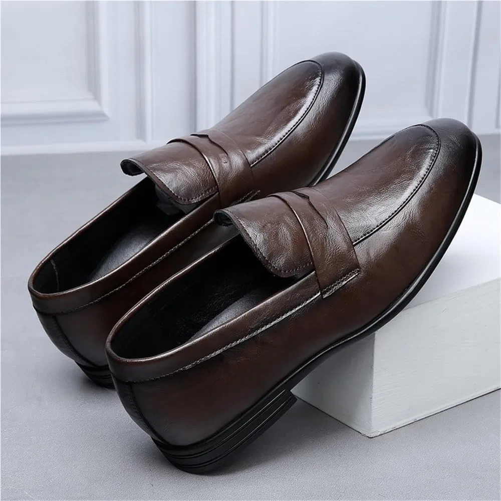 Лоферы мужские повседневные офисные винтажные, Brown DHFIRUFSHLO — фото 2