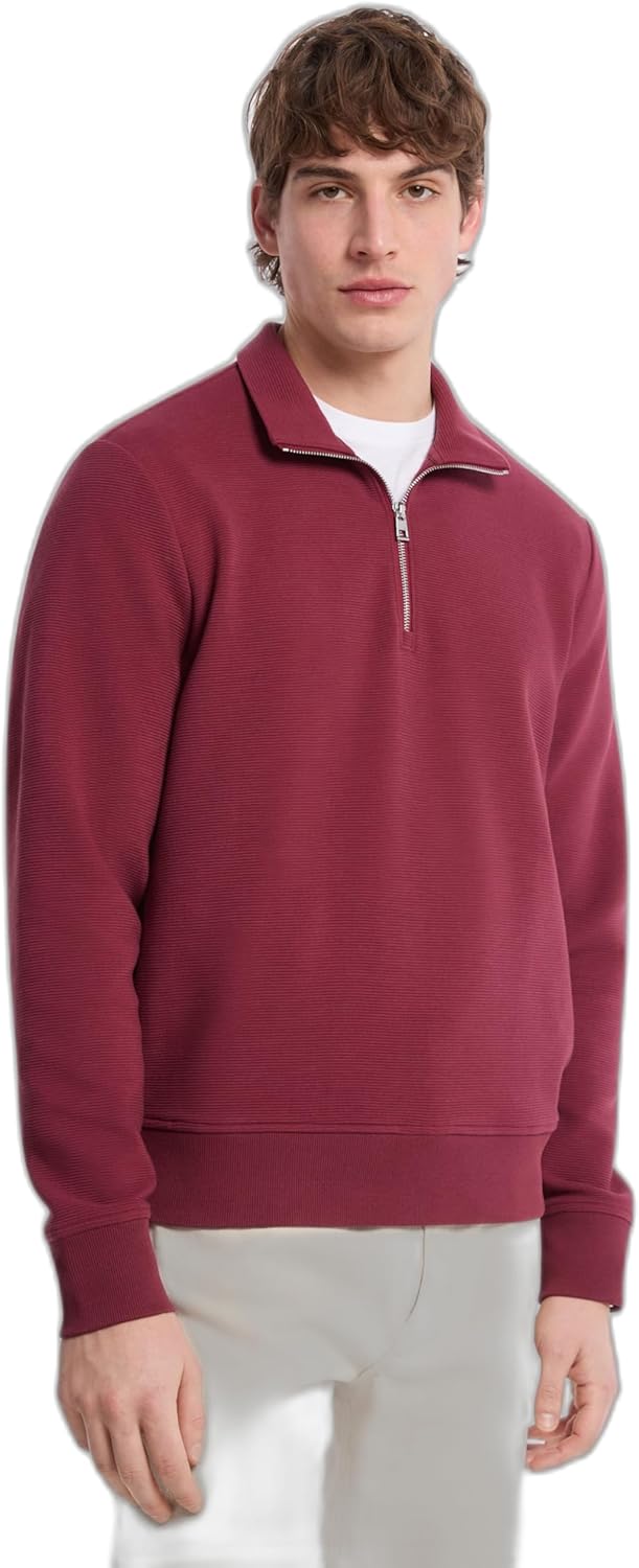 

Michael Kors мужская однотонная текстурированная водолазка на четверть, Deep Mulberry