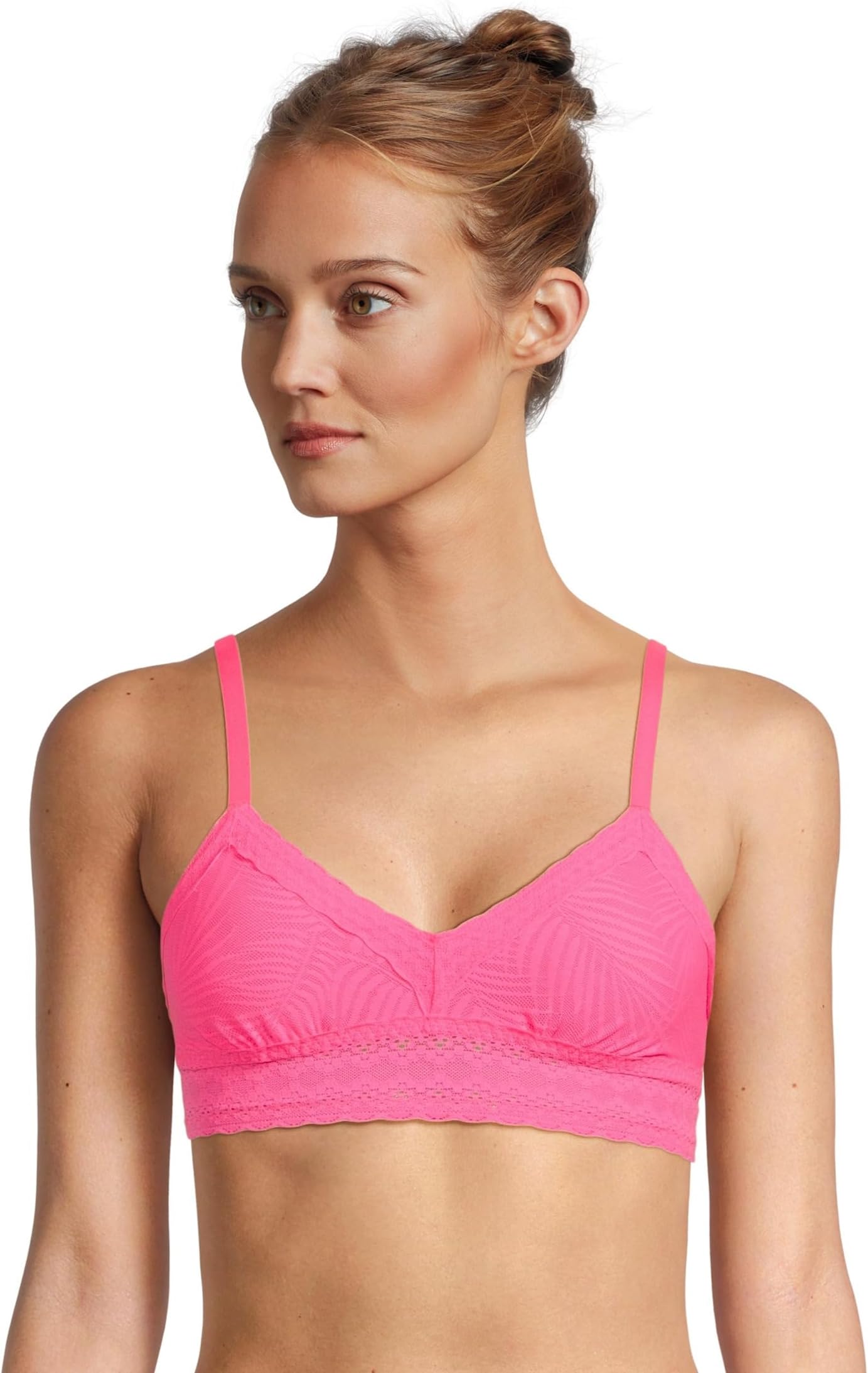 

Бюстгальтер MeUndies All Over Lace V-neck Bralette, цвет Knockout Pink