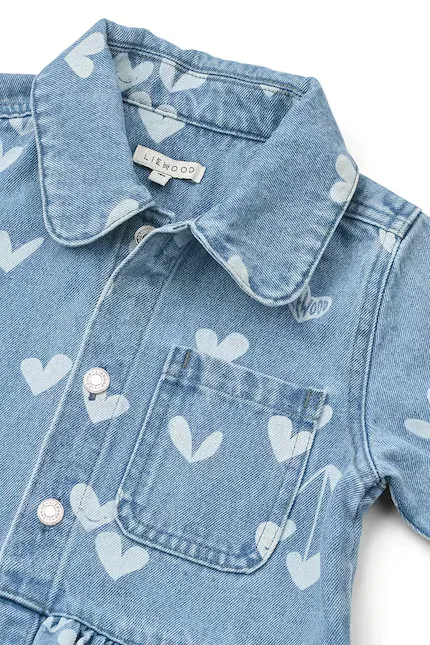 Куртка джинсовая принтованная Kenza Overshirt Liewood, синий — фото 4