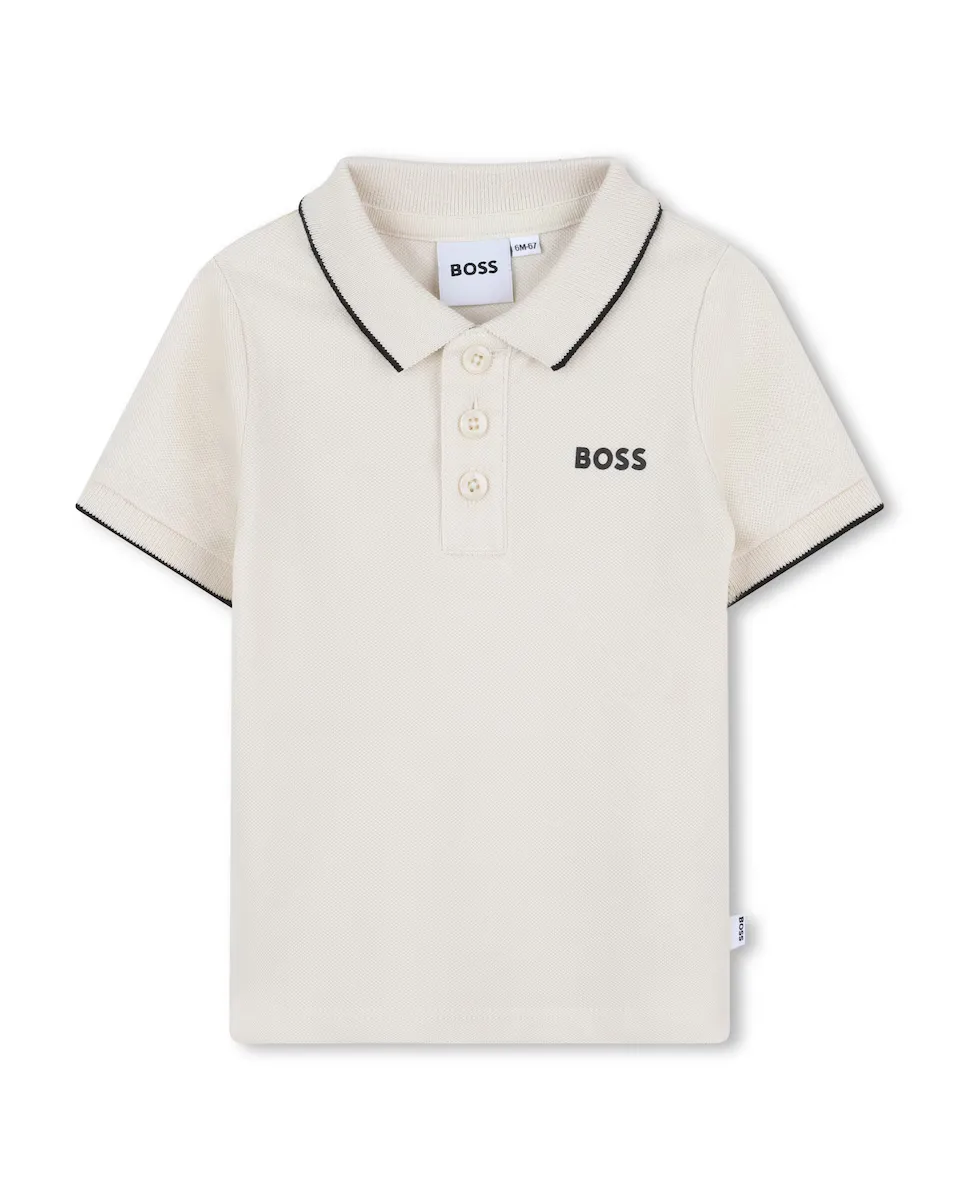 

Рубашка поло для мальчика белого хлопкового цвета BOSS Kidswear, белый