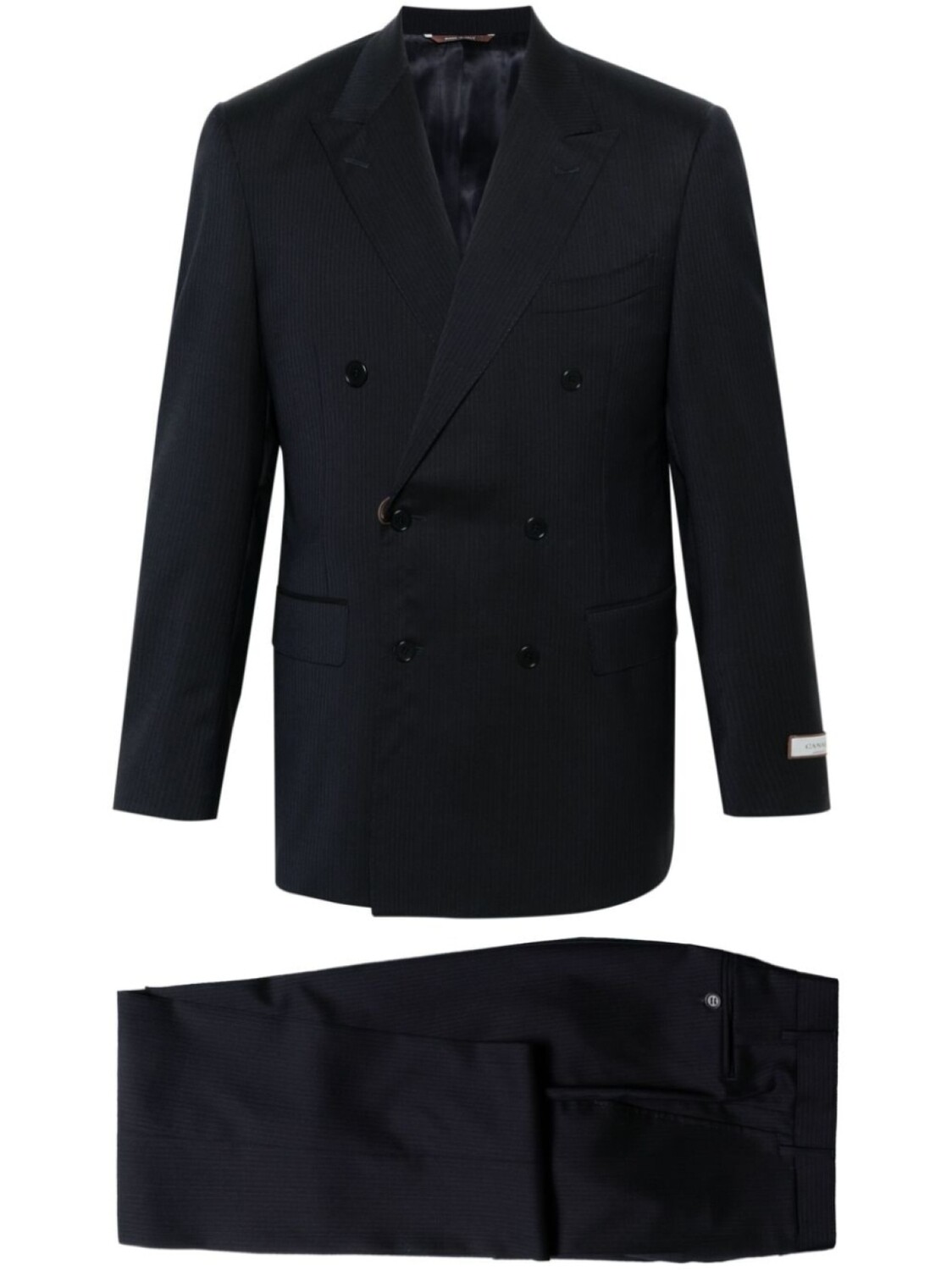 

Canali костюм в полоску с двубортным пиджаком, синий