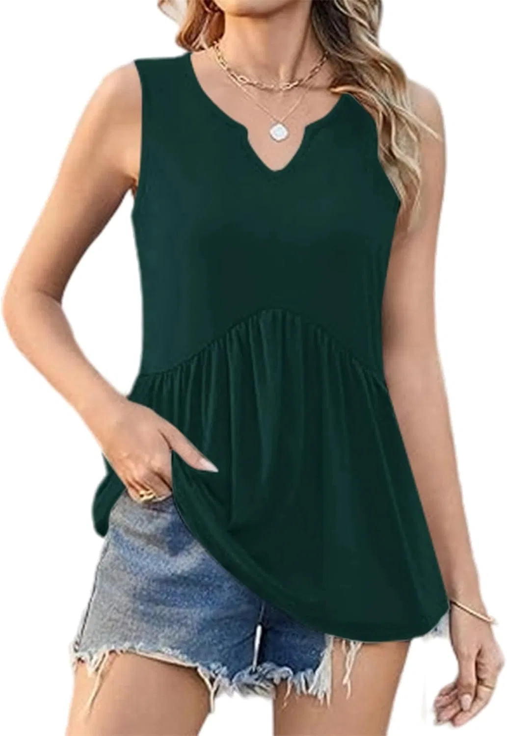 Женский топ на бретелях, свободный, Generic, 2-dark Green