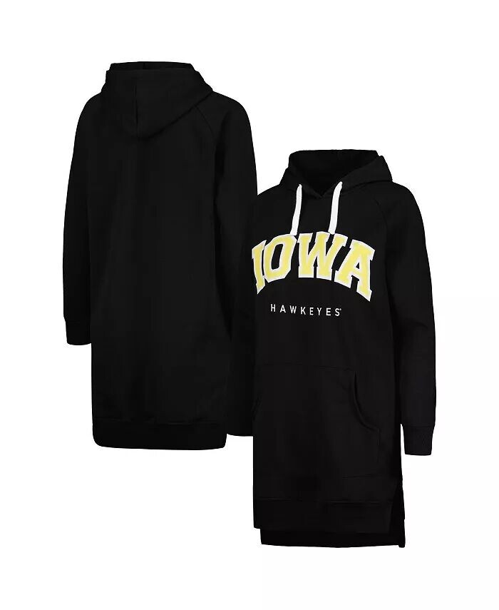 

Черное женское платье-свитшот с капюшоном Iowa Hawkeyes Take a Knee реглан Gameday Couture