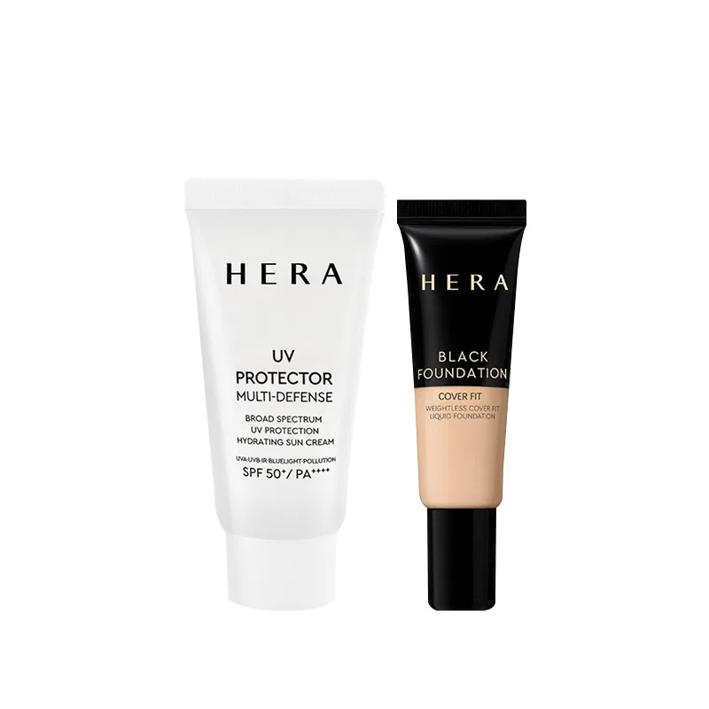 Набор пробников косметики Hera: тональная основа Black Gold 10 мл + солнцезащитный крем 15 мл