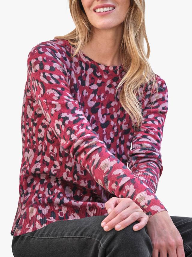 

Джемпер из чистого кашемира с принтом animal print Pure Collection, Berry