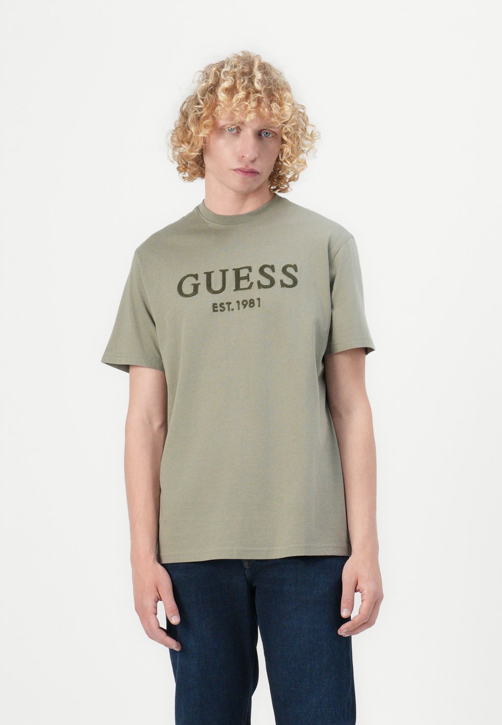 

Футболка с принтом BOX LOGO TEE Guess, зеленый