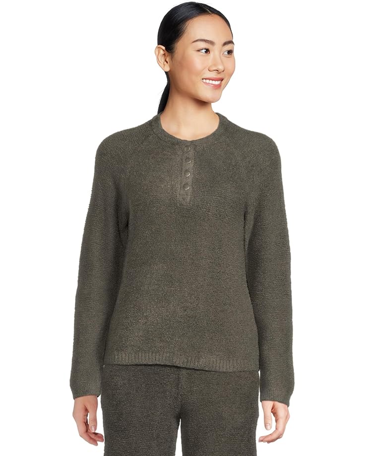 

Женский свитер Barefoot Dreams Cozychic Lite Textured Raglan Sleeve Henley, Dark Moss