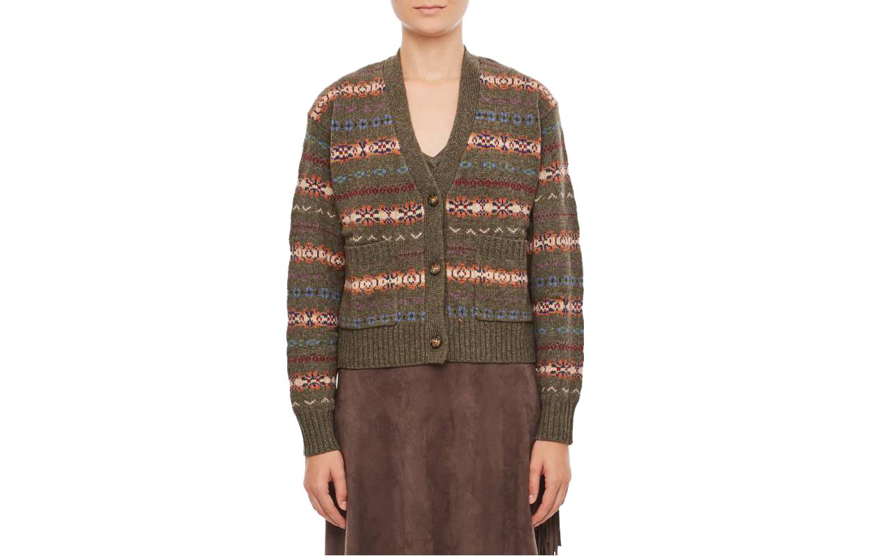 

Кардиган с v-образным вырезом и жаккардовым узором Polo Ralph Lauren, зеленый