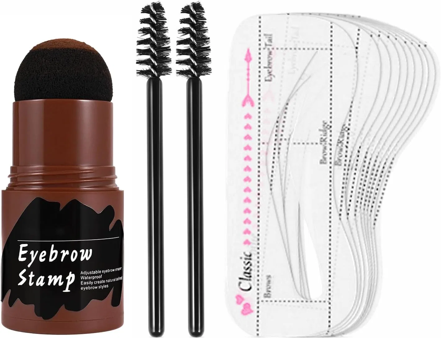 Трафарет для бровей темно-коричневый, многоразовый, 10 форм