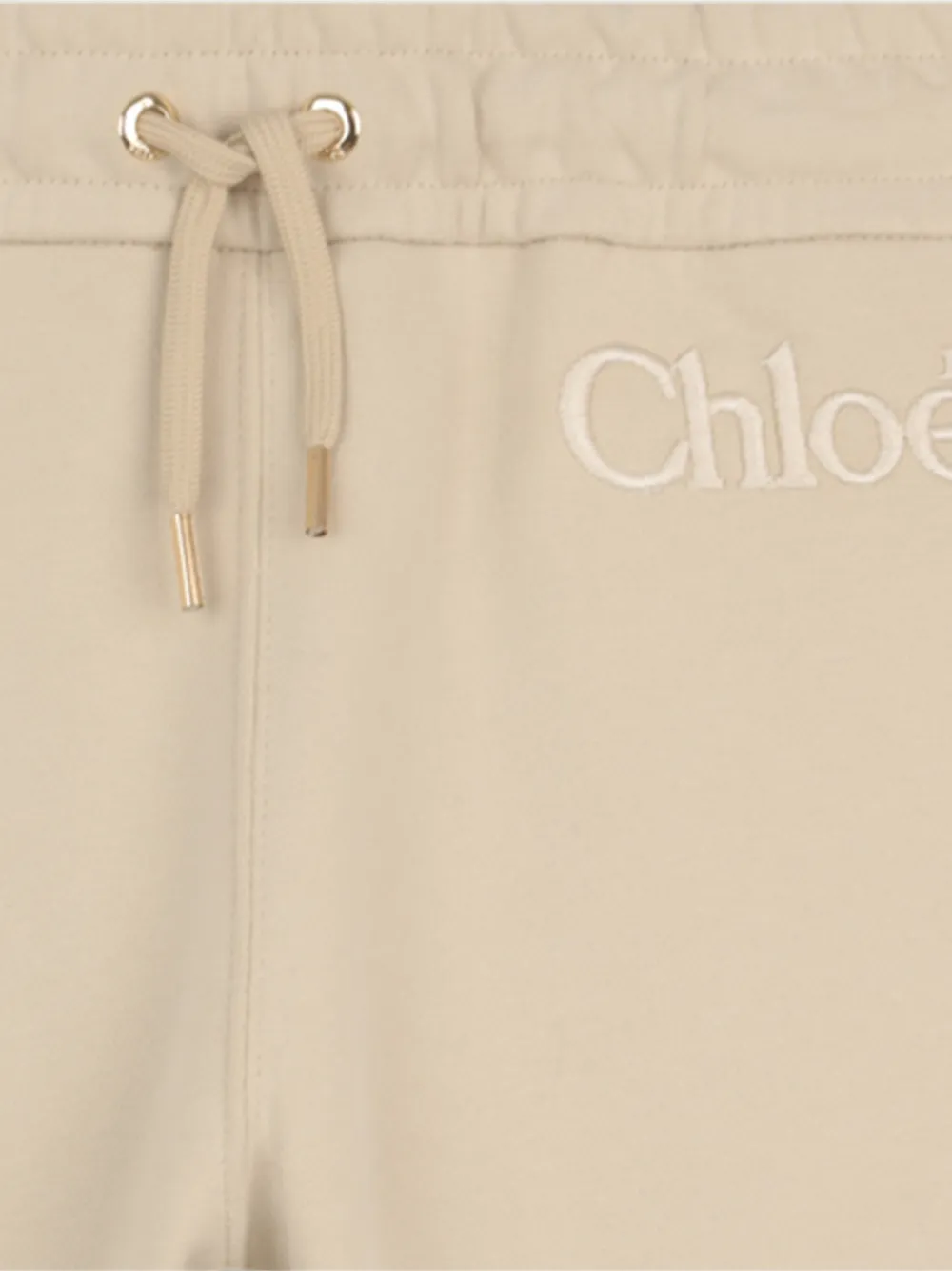 Брюки с вышитым логотипом и завязками Chloé Kids, нейтральный — фото 3