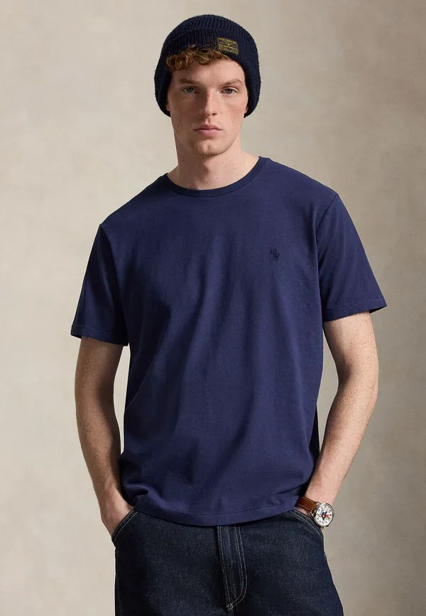 Стандартная футболка из хлопка и льна, базовая футболка Polo Ralph Lauren, Newport Navy