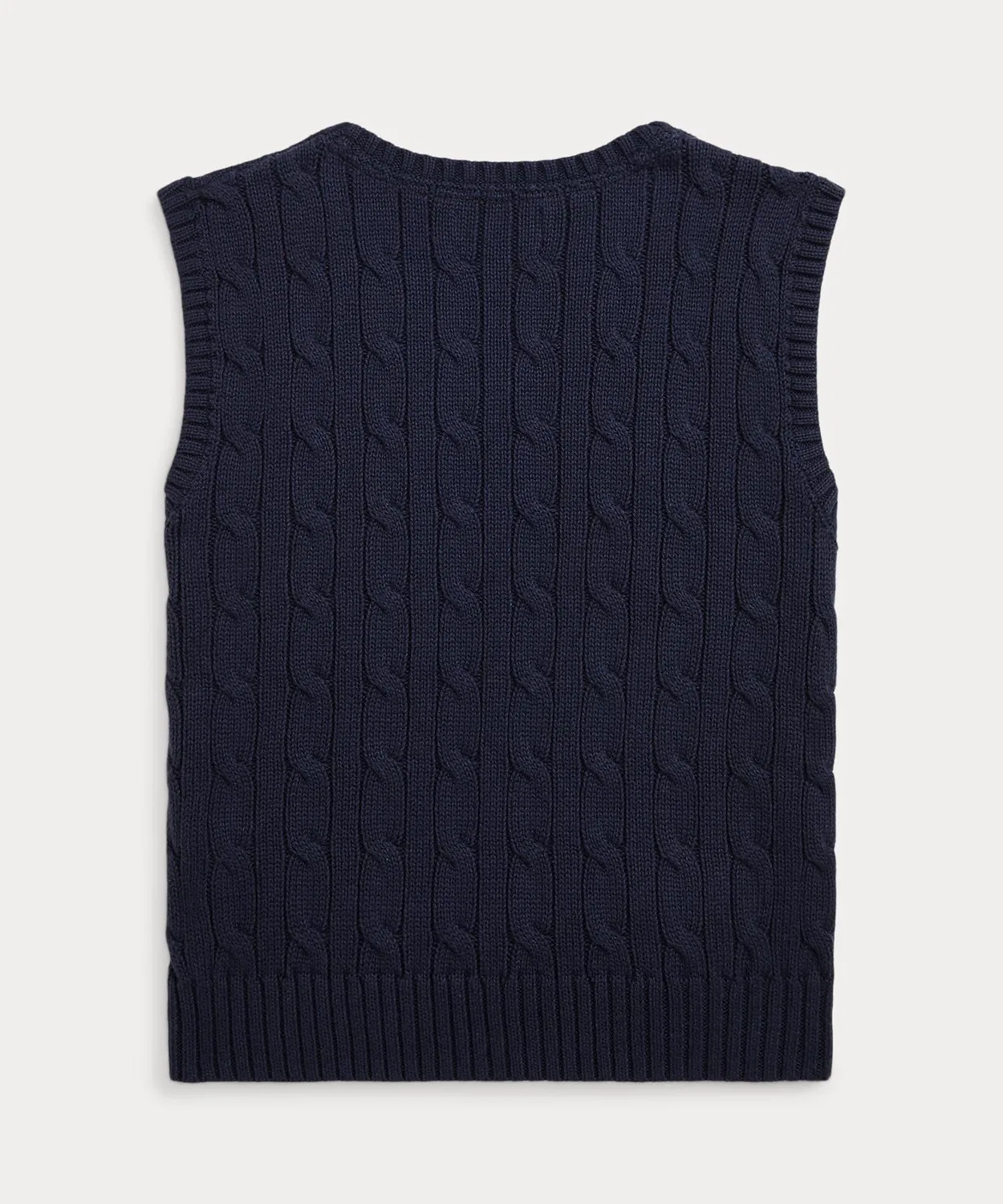 Детский жилет-свитер из хлопка с косами Polo Ralph Lauren, тёмно-синий — фото 3