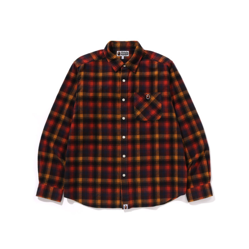 Футболка Check Shirt A BATHING APE, бежево-желтая BGX — фото 4