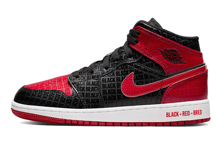 Кроссовки Jordan 1 Mid Bred Text GS