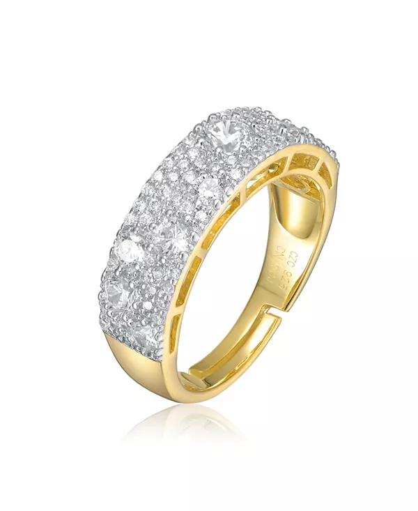 

Кольцо из стерлингового серебра 14 карат с позолотой и паве из кубических цирконий Genevive, silver