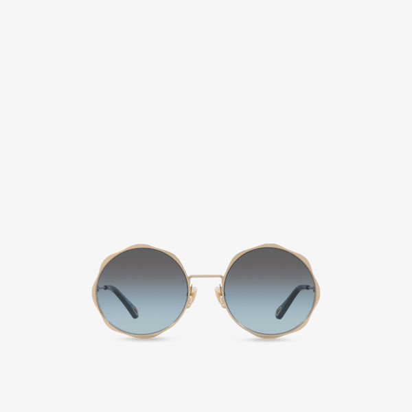 

Ch0184S круглые металлические солнцезащитные очки Chloe, золотой