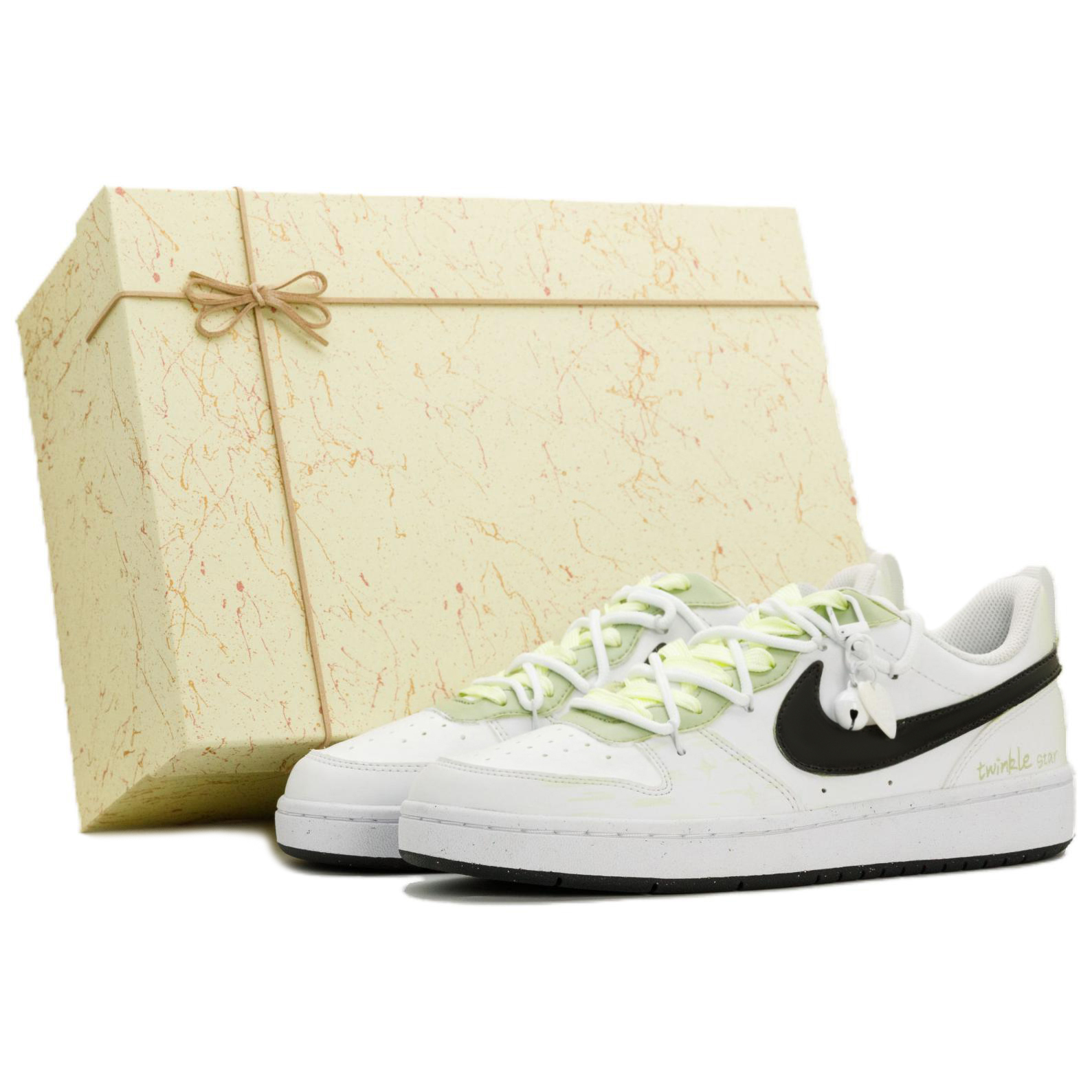 

Nike Детские низкие кроссовки для скейтбординга Court Borough Mint Starlight в комплекте, белые, для подростков