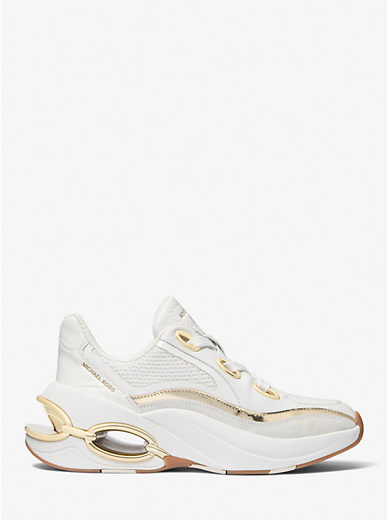 Кроссовки Toni из комбинированных материалов Michael Kors, White/Pale Gold — фото 2