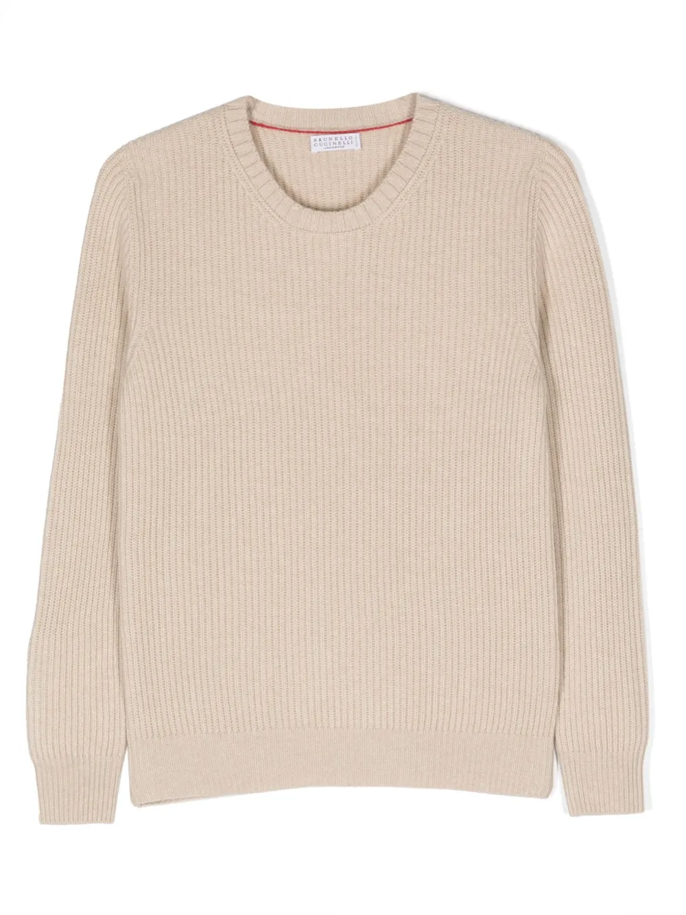 

Кашемировый джемпер в рубчик Brunello Cucinelli Kids, нейтральный