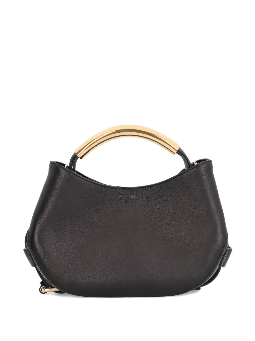 

Кожаная сумка-тоут с изогнутой ручкой Moschino, черный