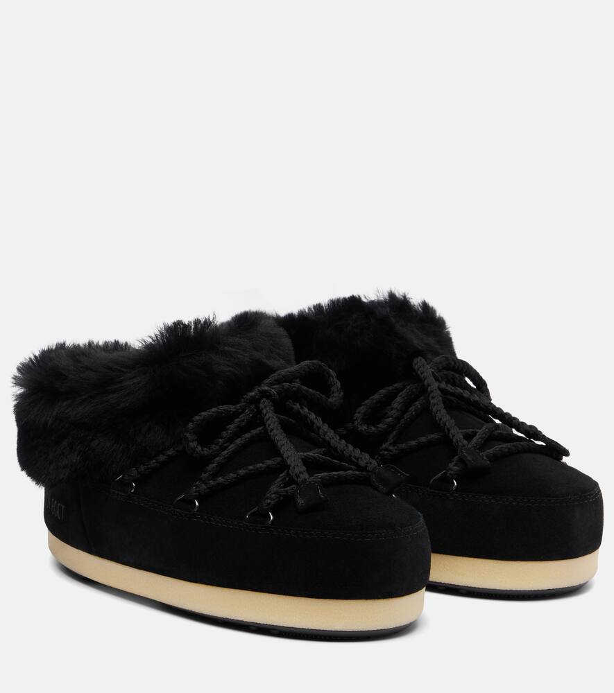 Evx мюли из замши с отделкой из овчины Moon Boot, Black/Natural
