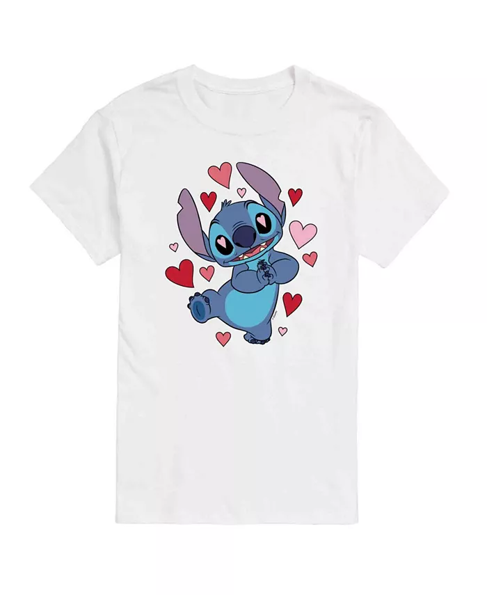 

Мужская футболка с коротким рукавом Lilo Stitch ко Дню святого Валентина AIRWAVES, белый