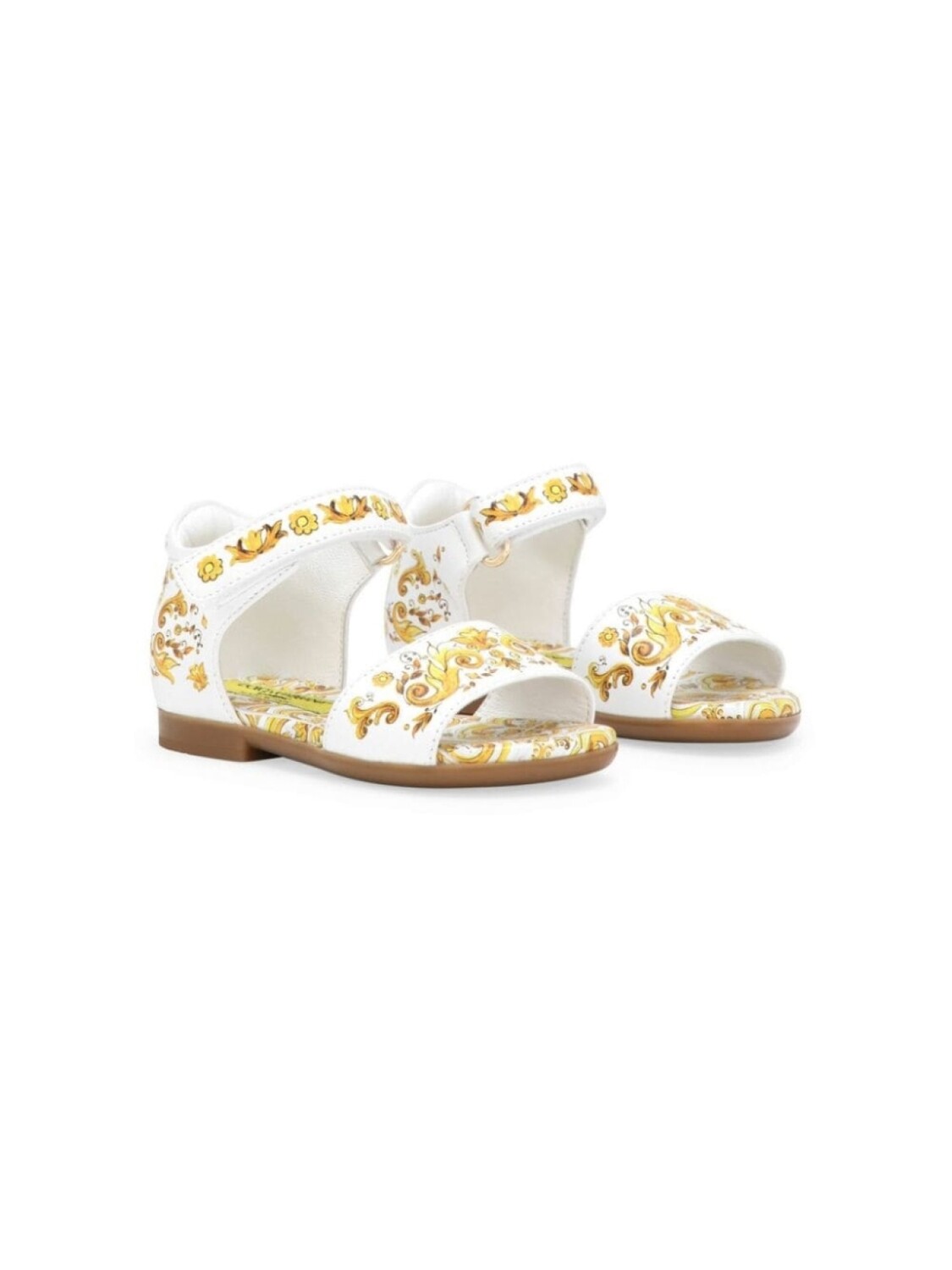 

Dolce & Gabbana Kids босоножки с принтом Majolica, желтый