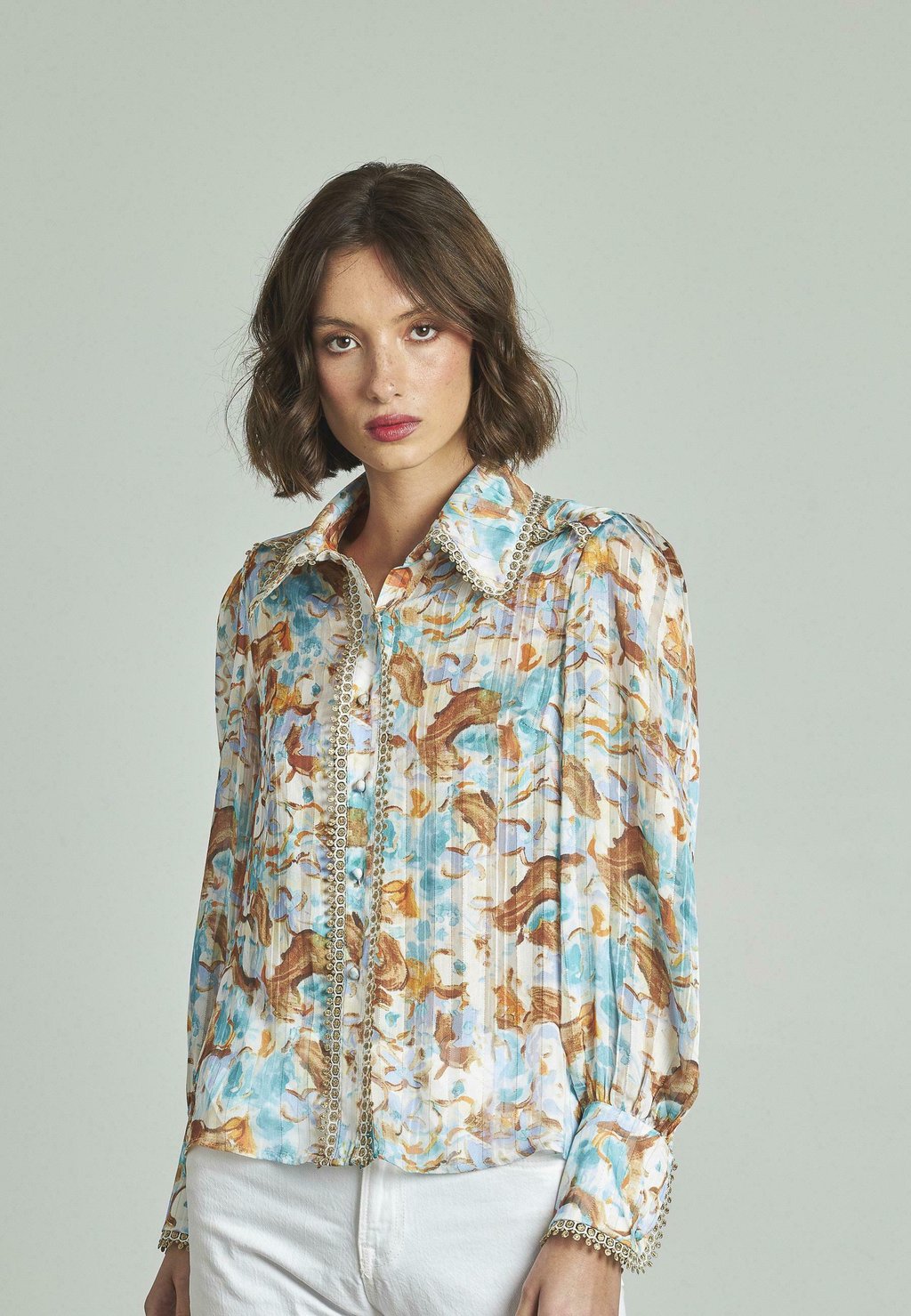 

Блузка на пуговицах ESTAMPADA CON DETALLES Alma en Pena, синий