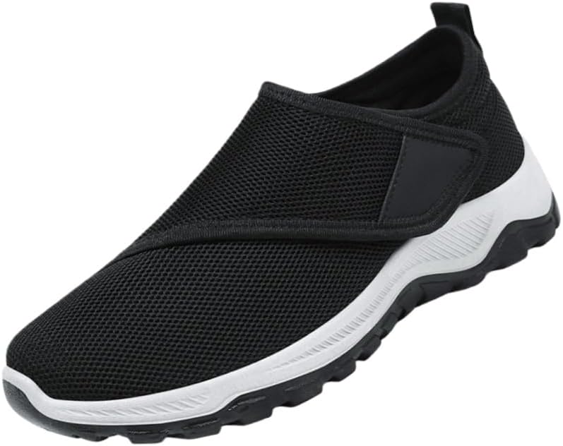

Мужские повседневные туфли, легкие для надевания и снятия, регулируемые, легкие и комфортные. Дышащая сетчатая поверхность, противоскользящие и прочные Fmshi, черный