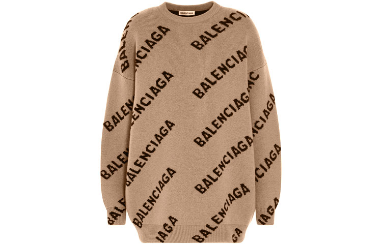 

Футболка с логотипом по всей поверхности 'Бежевый/Черный' Balenciaga, Молочный чай