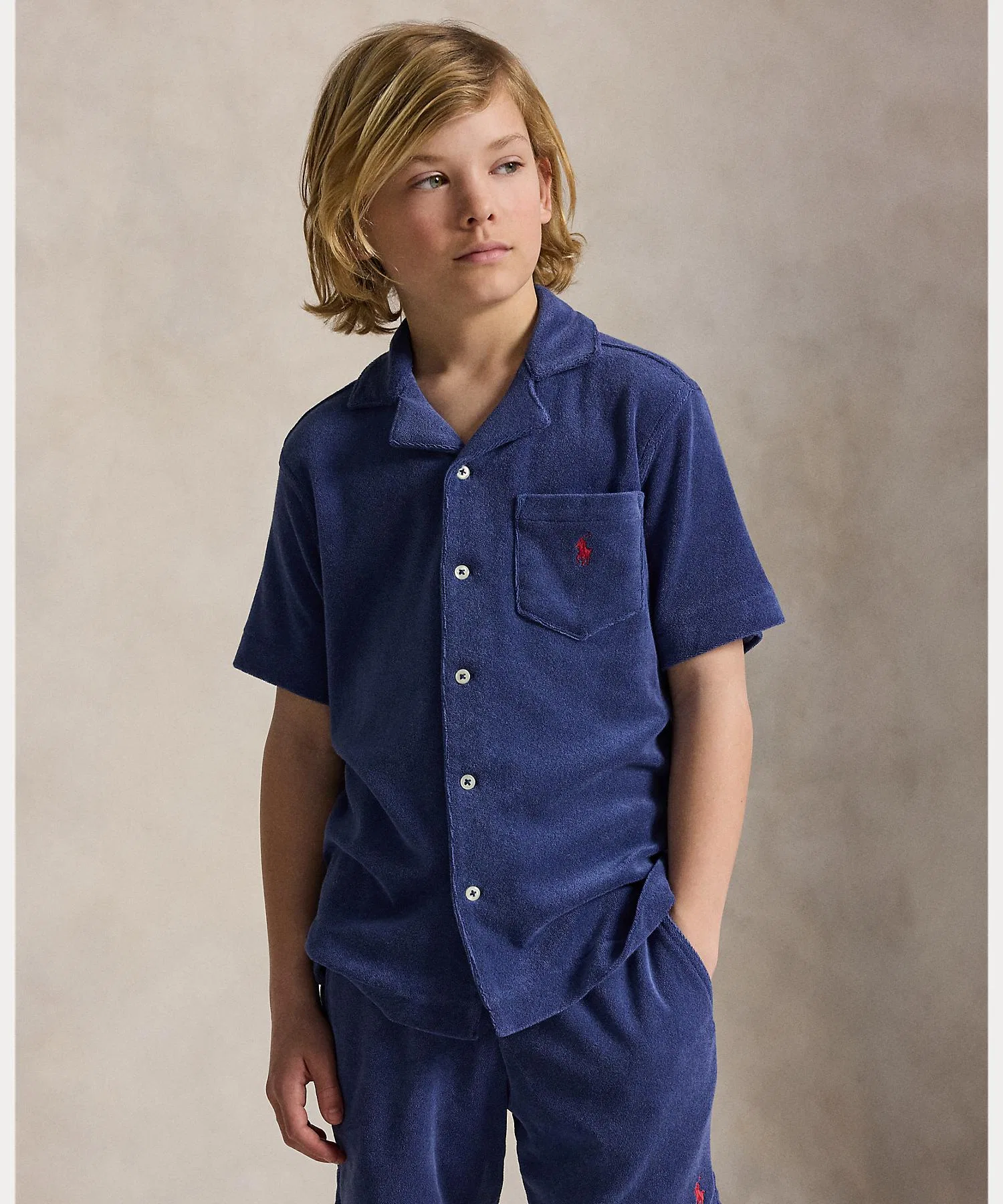 Детская хлопковая футболка POLO RALPH LAUREN CHILDRENSWEAR тёмно-синяя
