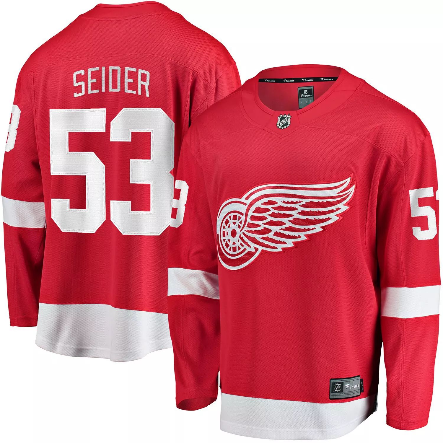 

Мужская футболка с логотипом Moritz Seider Red Detroit Red Wings Home Breakaway Player Fanatics